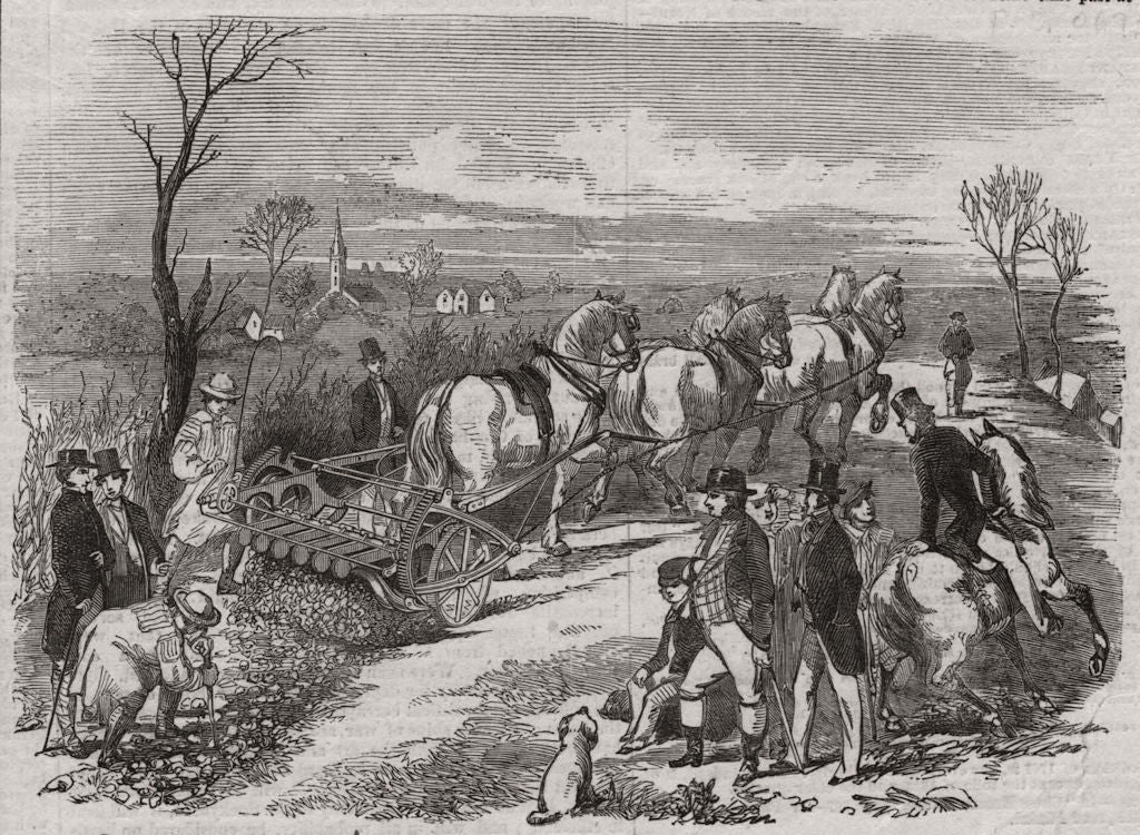 Samuelson's patent digging machine. Farming 1853 old antique print picture